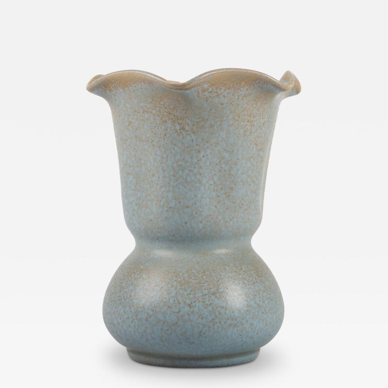  Bo Fajans Ruffle Mouthed Vase in Turkos Glaze by Ewald Dahlskog for Bop Fajans