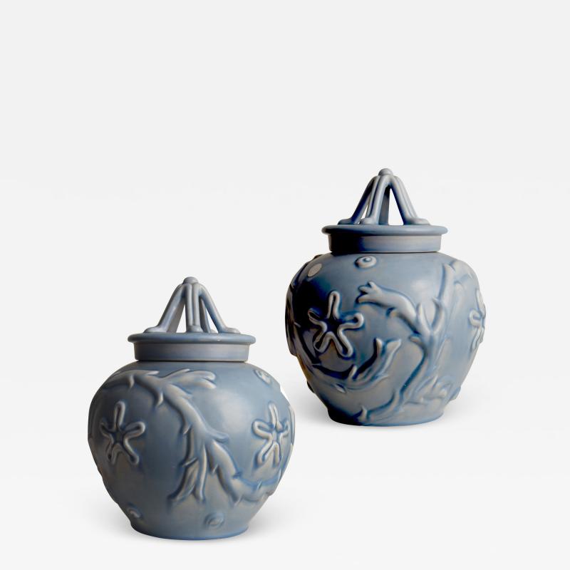  Bo Fajans Swedish Modern Pair of Urns by Eva Jancke Bjork for Bo