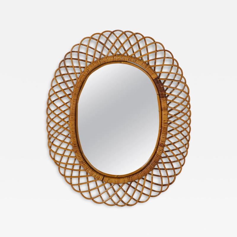  Bonacina Italian Bonacina Bamboo Oval Mirror circa 1950