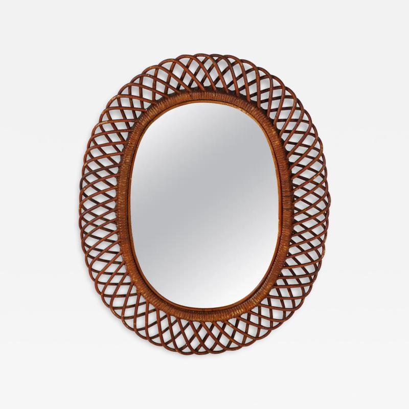  Bonacina Italian Bonacina Bamboo Oval Mirror circa 1950