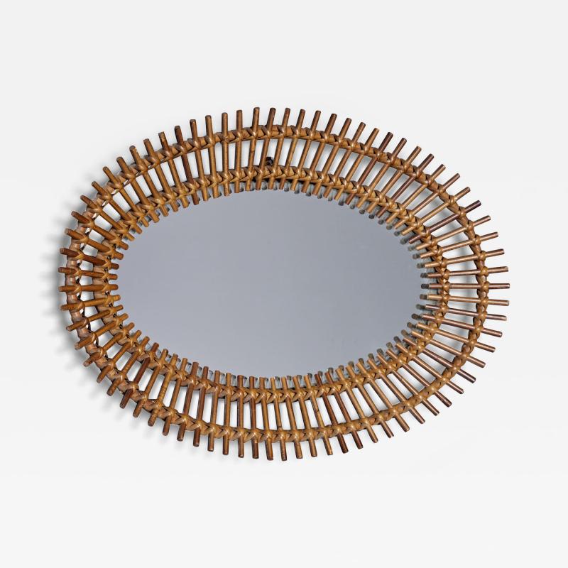  Bonacina Oval Bamboo Mirror by Bonacina Italy 1960s