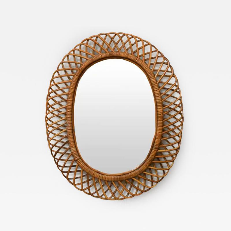  Bonacina Oval rattan mirror Franco Albini for Bonacina 1960