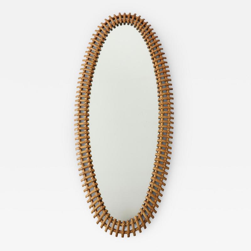  Bonacina Rare Grand Scale Bamboo and Rattan Wall Mirror by Bonacina