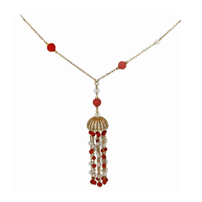  Boucheron Boucheron Paris Coral Rock Crystal Tassel Necklace