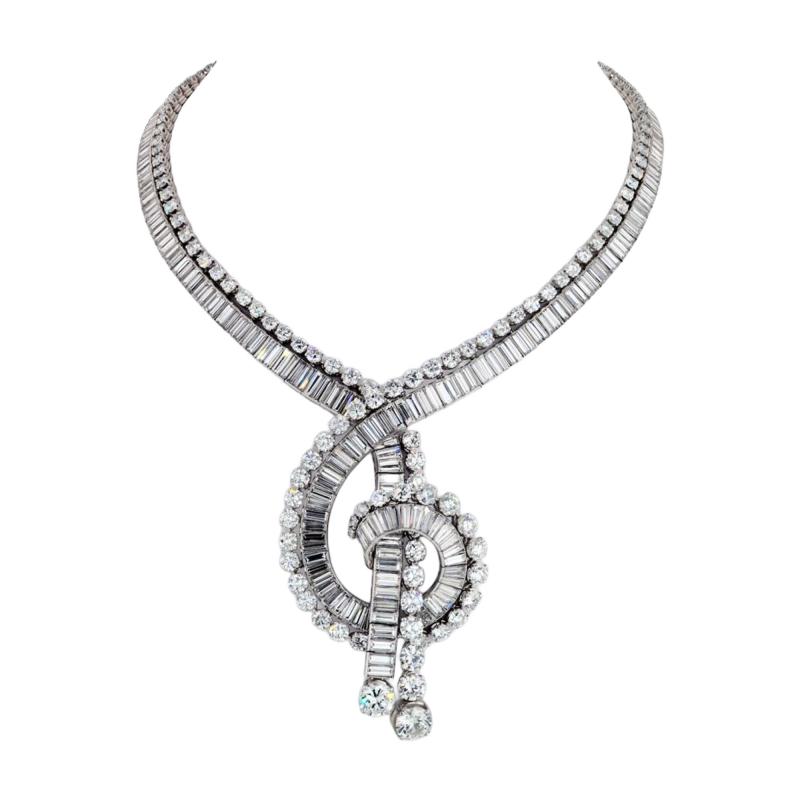  Boucheron Music Platinum 1960s 111 Carat Magnificent Musical Note Diamond Necklace