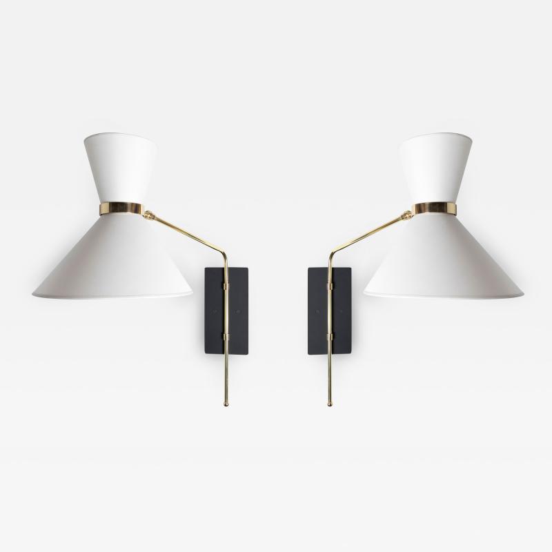  Bourgeois Boheme Atelier Pair of Bastille Sconce White linen shades