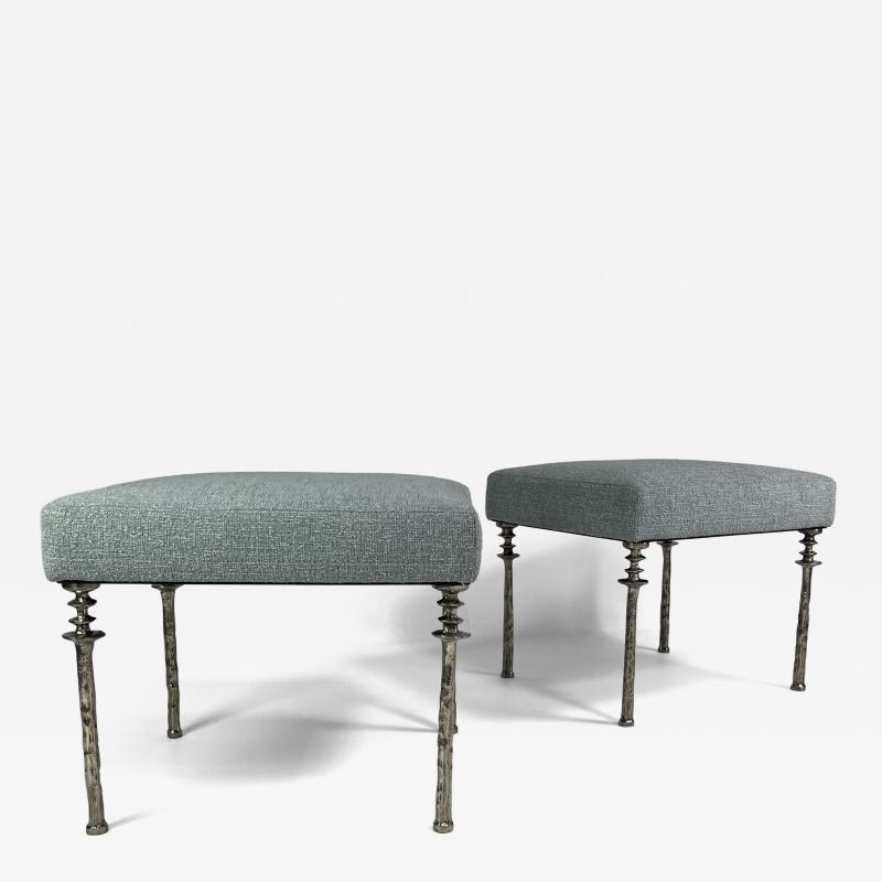  Bourgeois Boheme Atelier Pair of Sorgue Stools White Bronze
