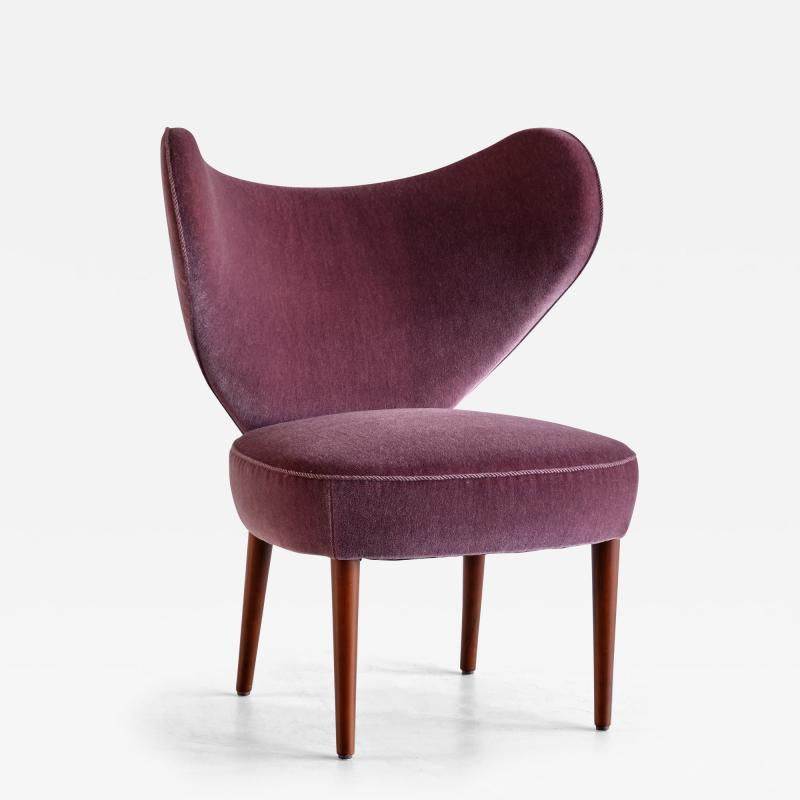  Br ndby ster M bel Exceptional Heart Chair in Purple Mohair Br ndby ster M bel Denmark 1953