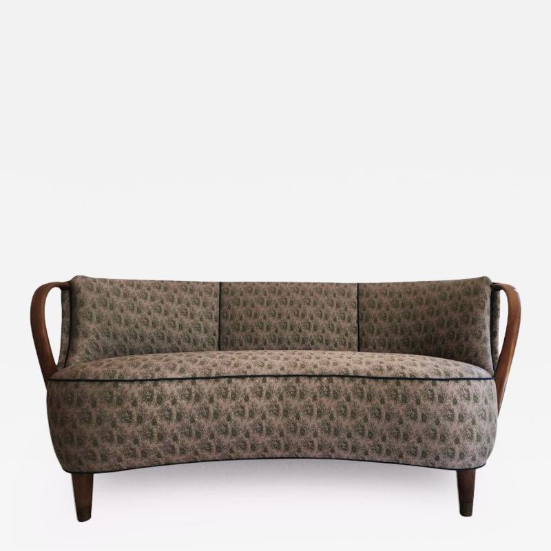  Bramin M bler Danish MCM Banana Sofa with Bent Beech Arms