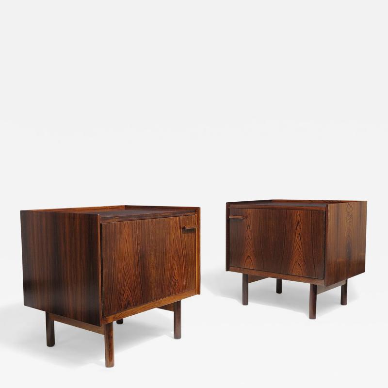  Brande M belfabrik Pair Ib Kofod Larsen for Brandi Moblefabrik Brazilian Rosewood Nightstands