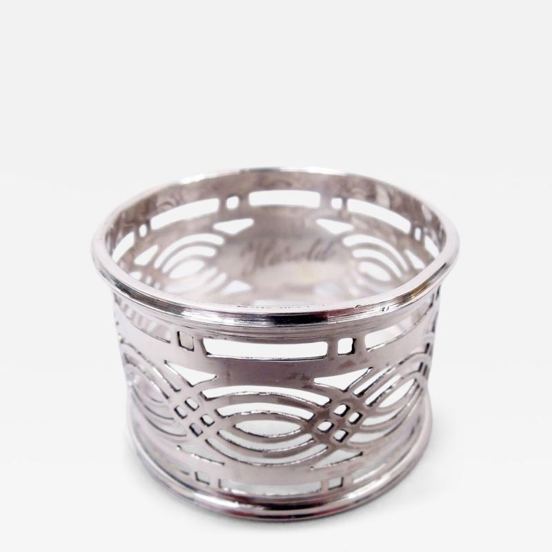  Britton Gould Co Set of 6 English Art Deco Classical Sterling Silver Napkin Rings 1926