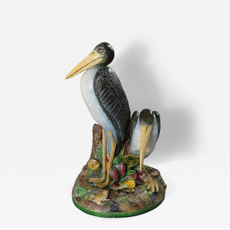  Brown Westhead Moore Co Brown Westhead Moore Co Majolica Storks Vase