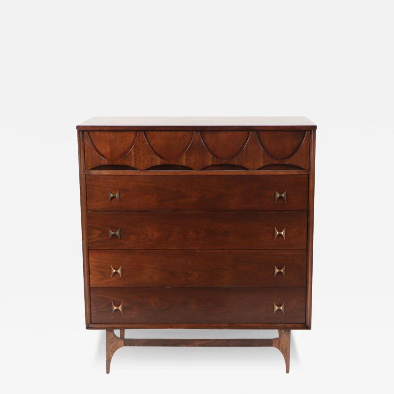  Broyhill Brasilia A mid century modern Broyhill Brasilia walnut five drawer dresser circa 1970 