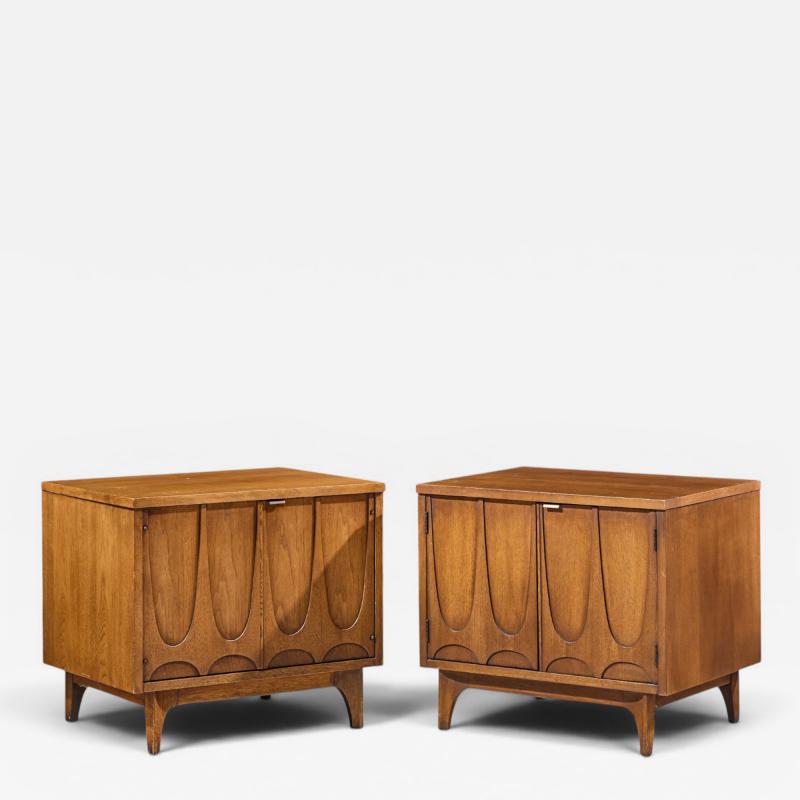  Broyhill Brasilia Broyhill Brasilia Mid Century Walnut Commode Nightstands Pair
