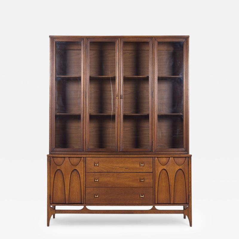  Broyhill Brasilia Broyhill Brasilia Mid Century Walnut Credenza and Hutch