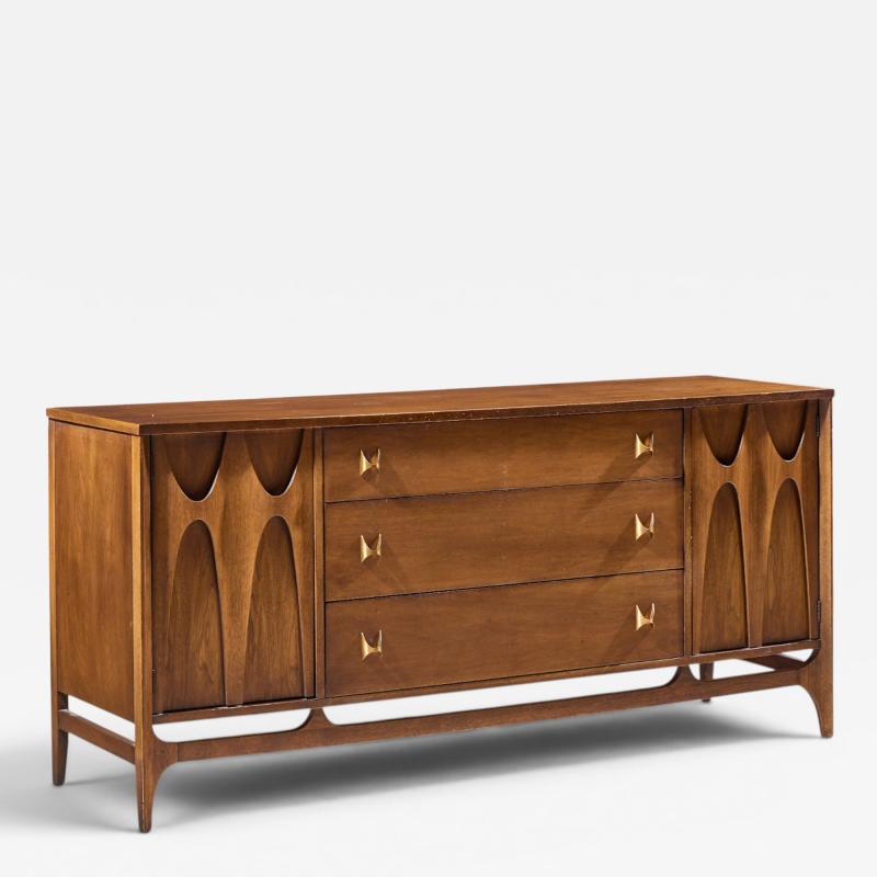  Broyhill Brasilia Broyhill Brasilia Mid Century Walnut and Brass 66 Inch Credenza