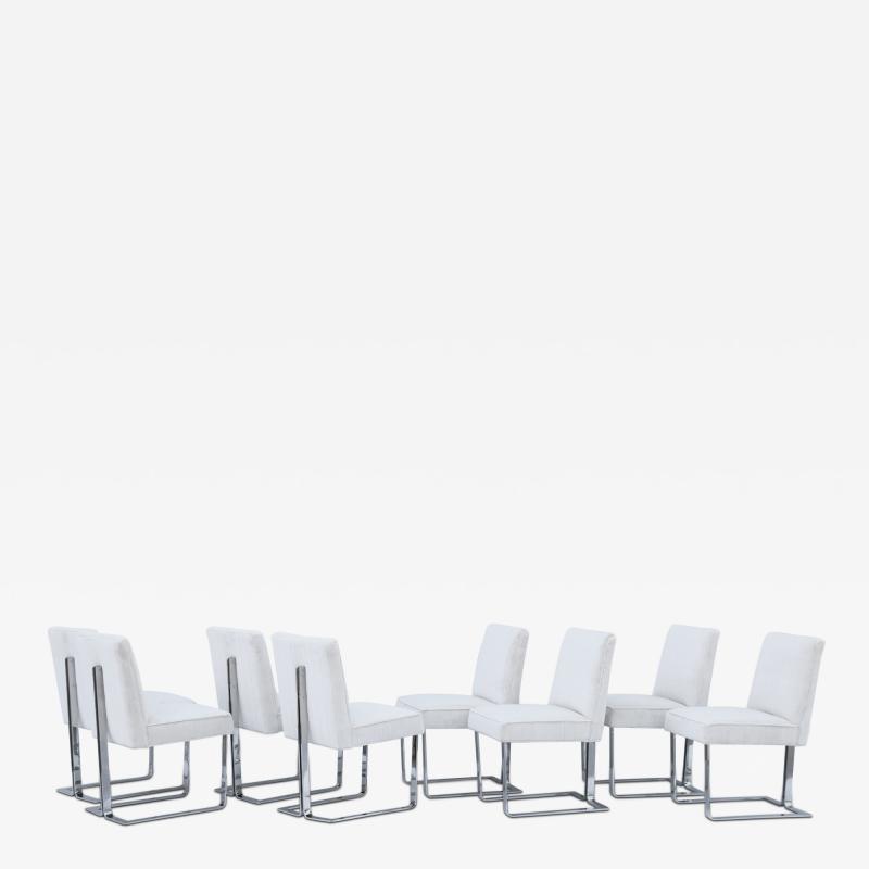  Brueton 1970s Steel And Velvet Dining Chairs Attributed To Brueton Set Of 8