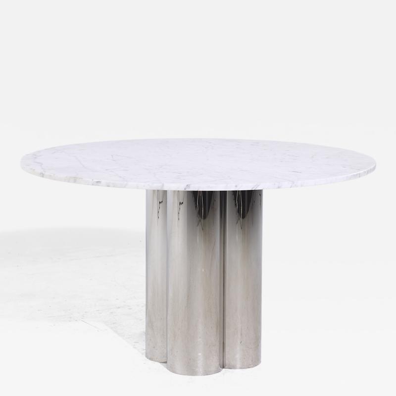  Brueton Brueton Mid Century Chrome and Marble Pedestal Dining Table