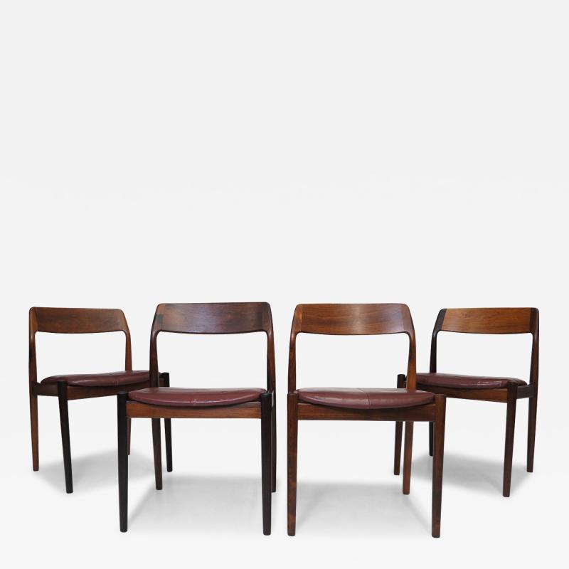  Bruno Hansen Four Danish Solid Brazilian Rosewood Dining Chairs