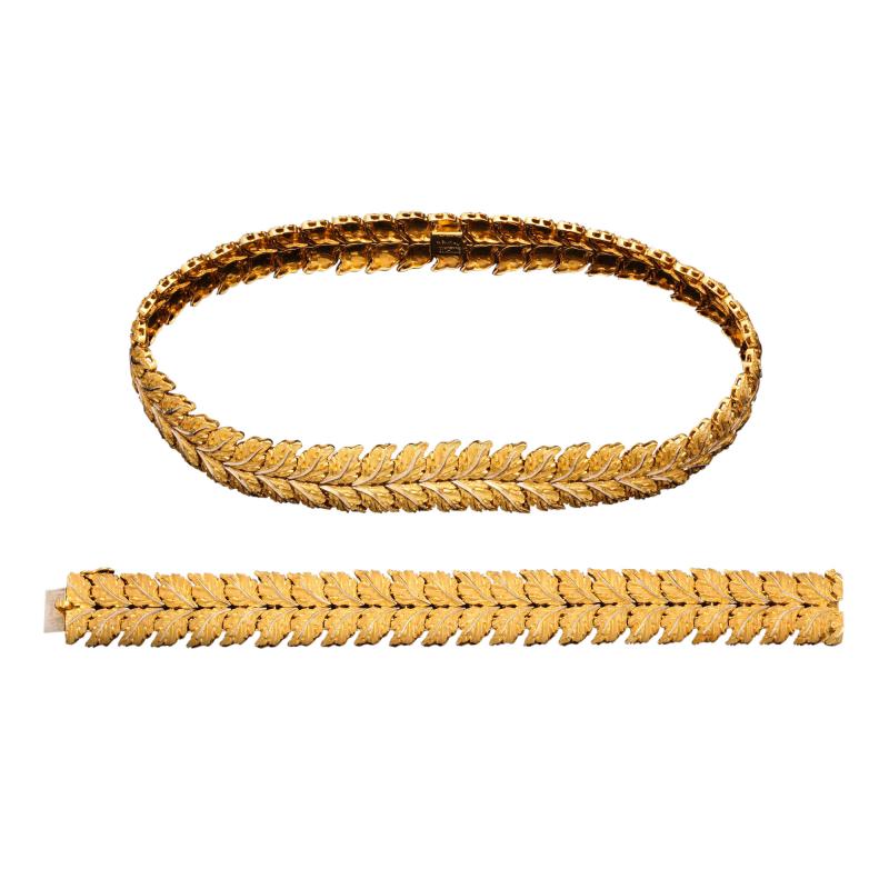  Buccellati 1960s 18K Gold Bracelet Necklace Set by Buccellati