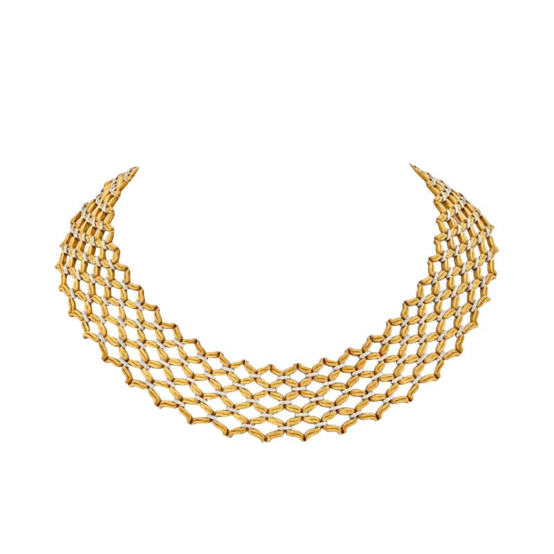  Buccellati BUCCELLATI 18K TWO TONE OPEN LINK BROAD FLEXIBLE COLLAR NECKLACE