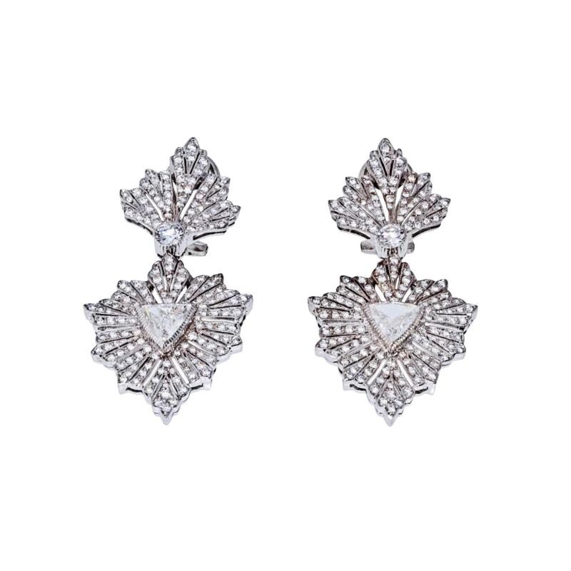 Buccellati Buccellati Chandelier 18K WG Diamond Drop Round Cut And Trilliant Cut Earrings