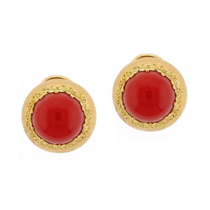  Buccellati Buccellati Ox Blood Coral Gold Earrings