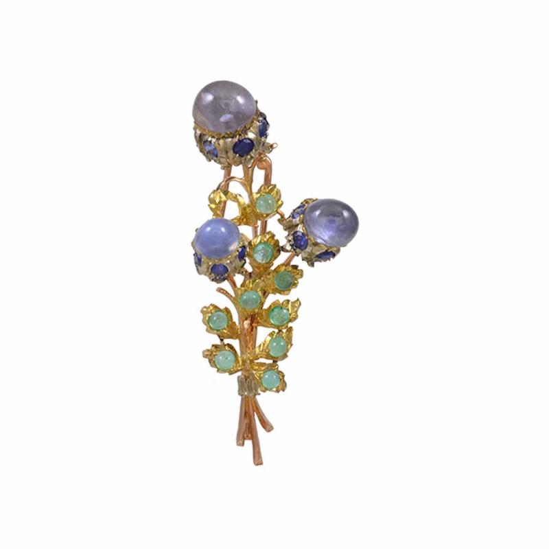  Buccellati Buccellati Sapphire Emerald Brooch