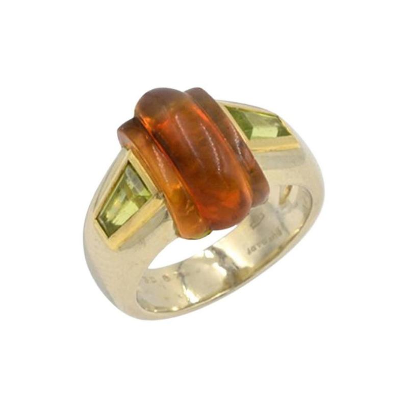  Bvlgari Bulgari BULGARI VINTAGE CITRINE AND PERIDOT 18K GOLD RING CIRCA 1980S