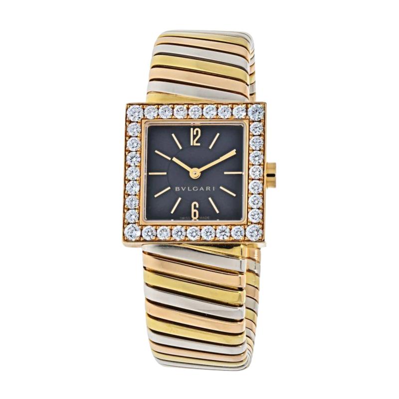  Bvlgari Bulgari BVLGARI 18K TRI COLOR SQUARE DIAMOND BEZEL TUBOGAS SQ 222 T WATCH