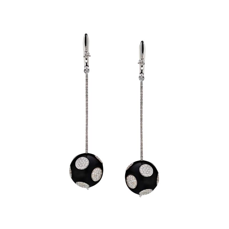  Bvlgari Bulgari BVLGARI 18K WHITE GOLD GIANNI ENIGMA POLKA DOT JET DANGLING EARRINGS