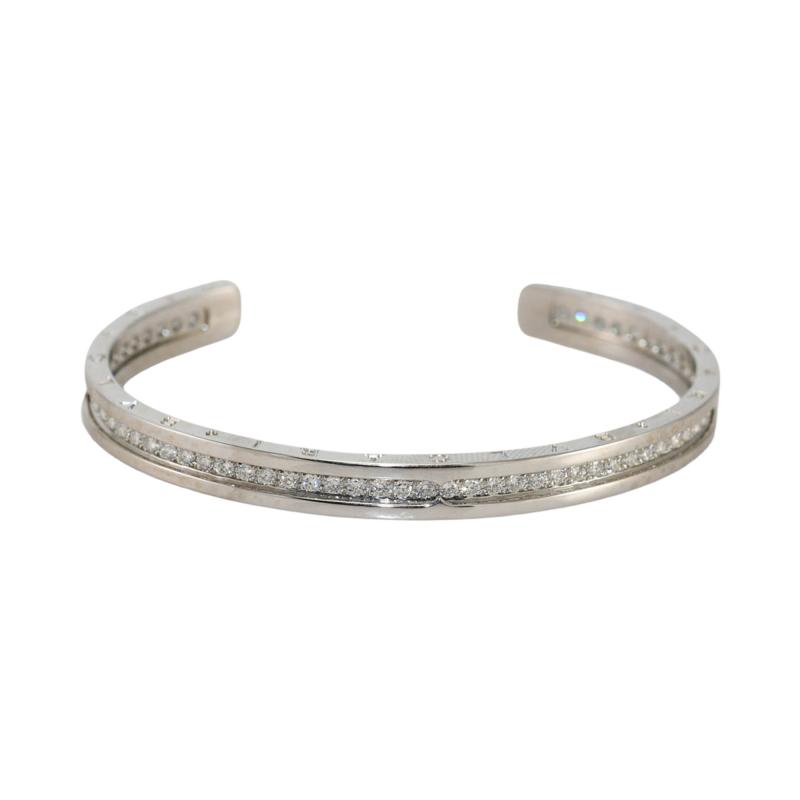  Bvlgari Bulgari Bulgari B Zero 18k White Gold Diamond Bangle Bracelet 1 51TDW