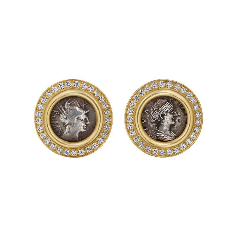  Bvlgari Bulgari Bulgari Monete Diamond and Silver Coin Earrings