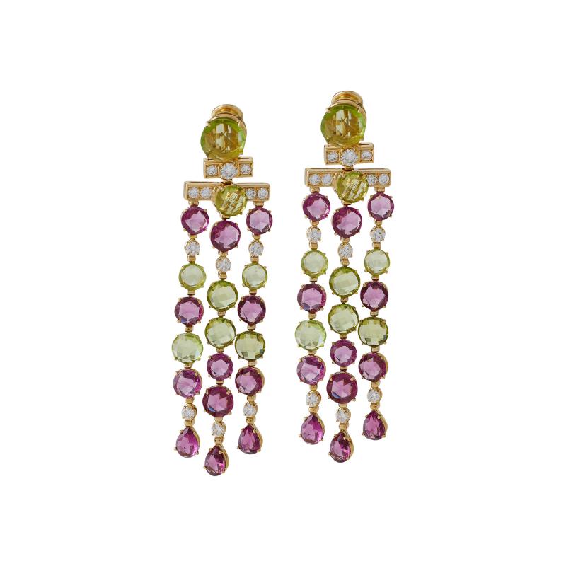  Bvlgari Bulgari Bulgari Rome Tourmaline and Peridot Cascade Pendant Earrings