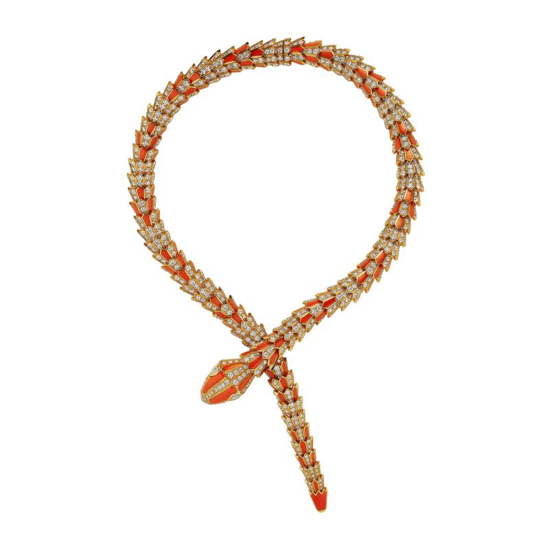  Bvlgari Bulgari Bulgari Serpenti Coral and Diamond Necklace