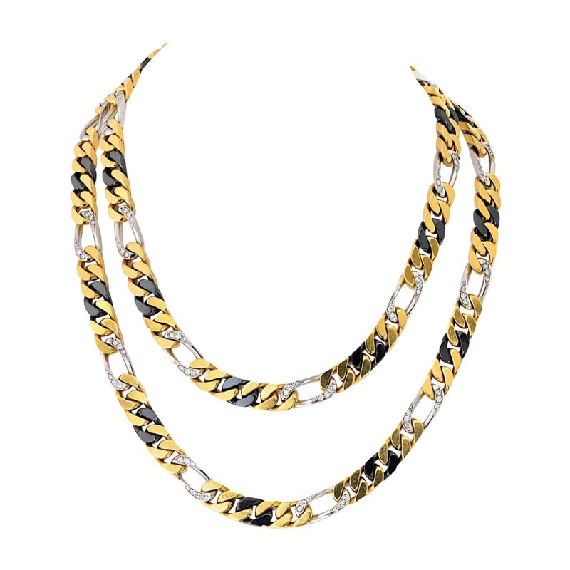  Bvlgari Bulgari Bvlgari 18K Two Tone Vintage Diamond Link Necklace