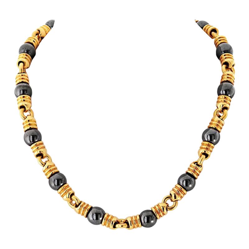  Bvlgari Bulgari Bvlgari 18K Yellow Gold Ganico Hematite 42cm Long Necklace