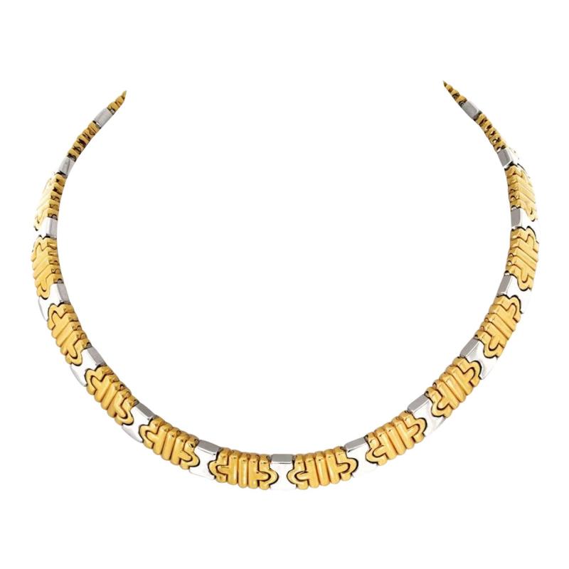  Bvlgari Bulgari Bvlgari 18K Yellow Gold Silver Vintage Parentesi Collar Necklace