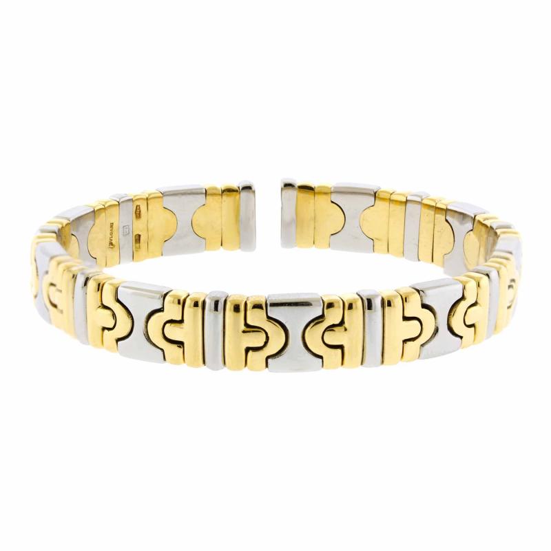  Bvlgari Bulgari Bvlgari 18K Yellow Gold Stainless Steel Vintage Parentesi Cuff Bracelet