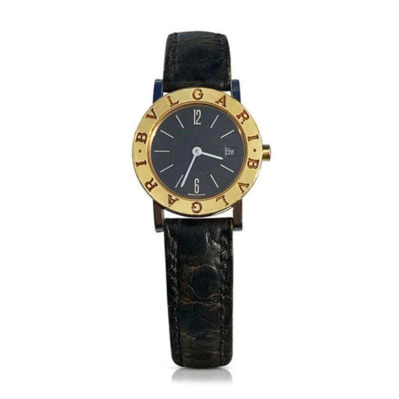  Bvlgari Bulgari Bvlgari BB26 SGLD Classic Wrist Watch in Black Leather Strap