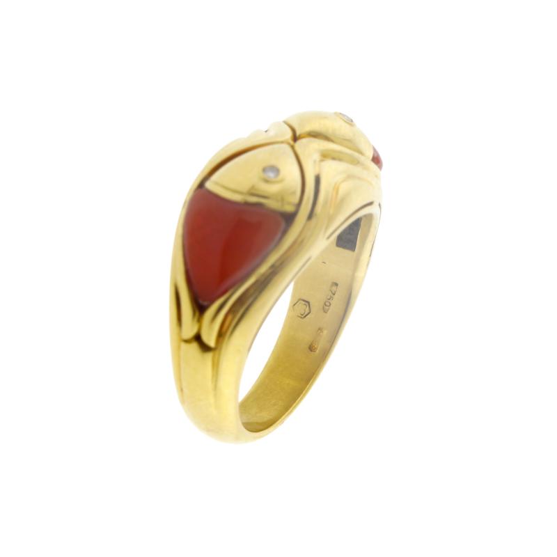  Bvlgari Bulgari Bvlgari Coral and Diamond Fish Ring