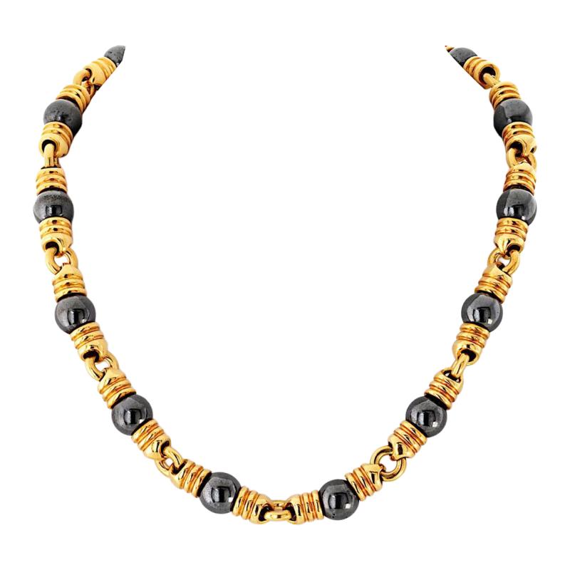  Bvlgari Bulgari Bvlgari Hematite 18K Yellow Gold Ganico Hematite 42cm Long Necklace