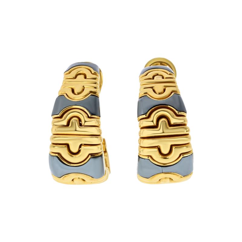  Bvlgari Bulgari Bvlgari Parentesi 18K Yellow Gold Hoop Earrings