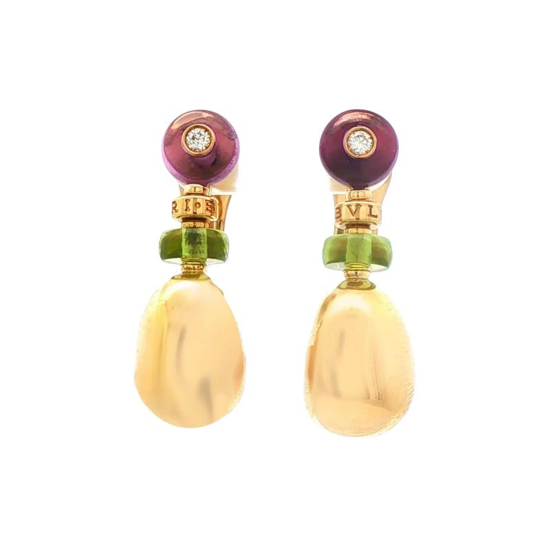  Bvlgari Bulgari Bvlgari Peridot Amethyst and Diamond Mediterranean Eden Drop Earrings