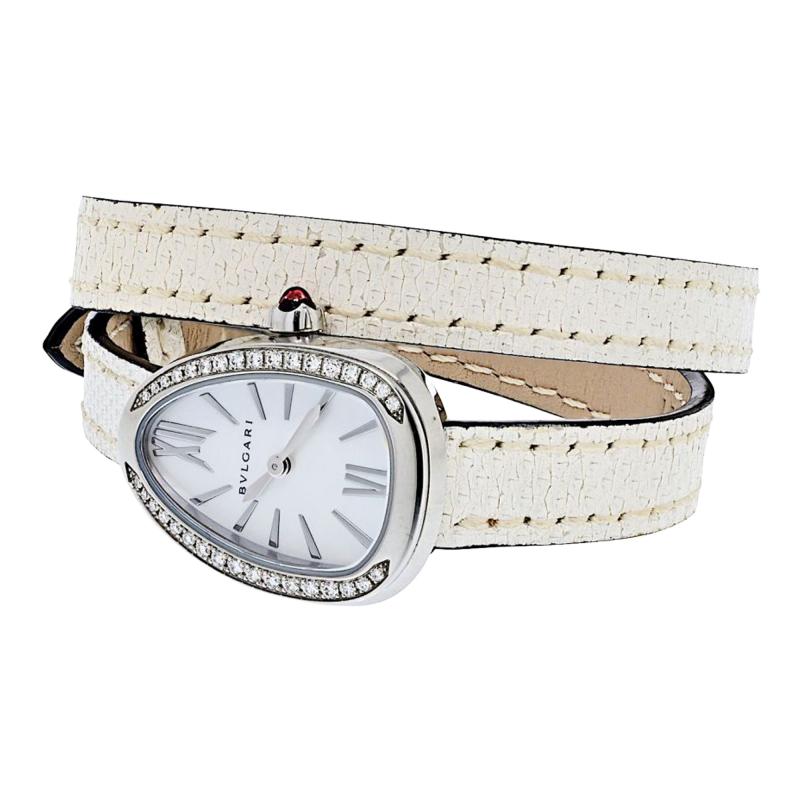  Bvlgari Bulgari Bvlgari Serpenti Stainless Steel Quartz White Dial Diamond Ladies Watch