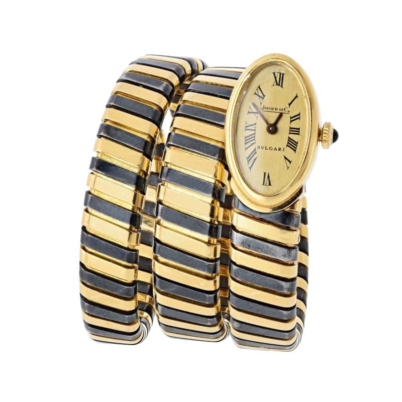  Bvlgari Bulgari Serpenti 18K YG Blackened Steel Circa 1965 Jaeger LeCoultre Manual Watch