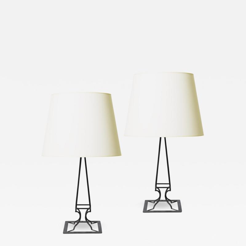  COMTE Pair of Neoclassical Obelisk Form Table Lamps by COMTE