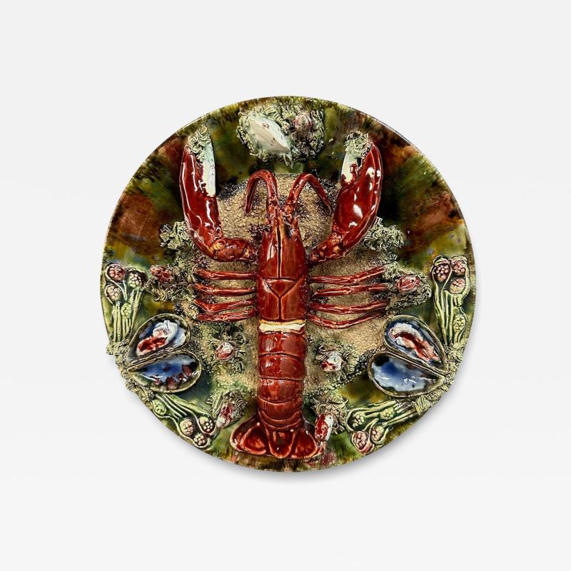  Caldas Da Rainha Vintage Majolica Jose Alvaro Lobster Plate Caldas Da Rainha Portugal C 1930