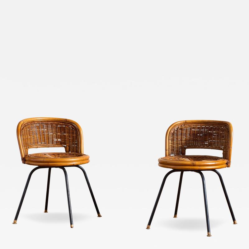  Calif Asia Wicker Swivel Stool Chairs by Calif Asia