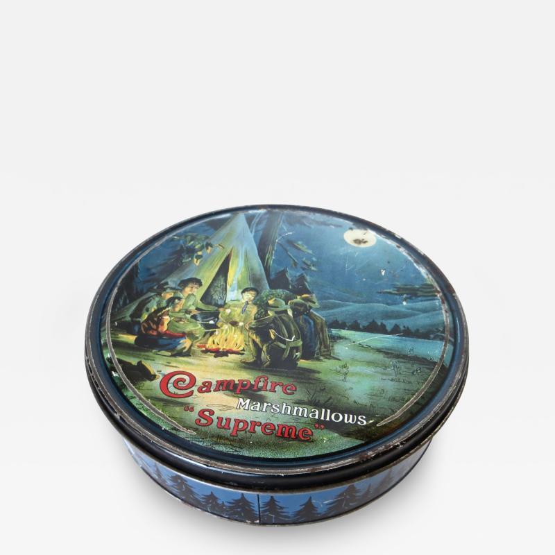  Campfire Supreme Marshmallow Tin Boy Scout Motif American Circa 1915